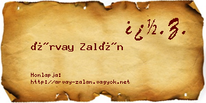 Árvay Zalán névjegykártya