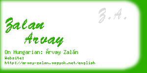 zalan arvay business card